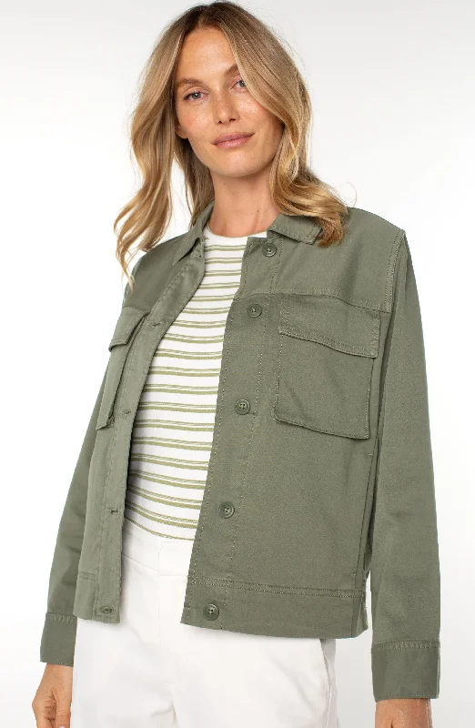 BUTTON FRONT CARGO JACKET