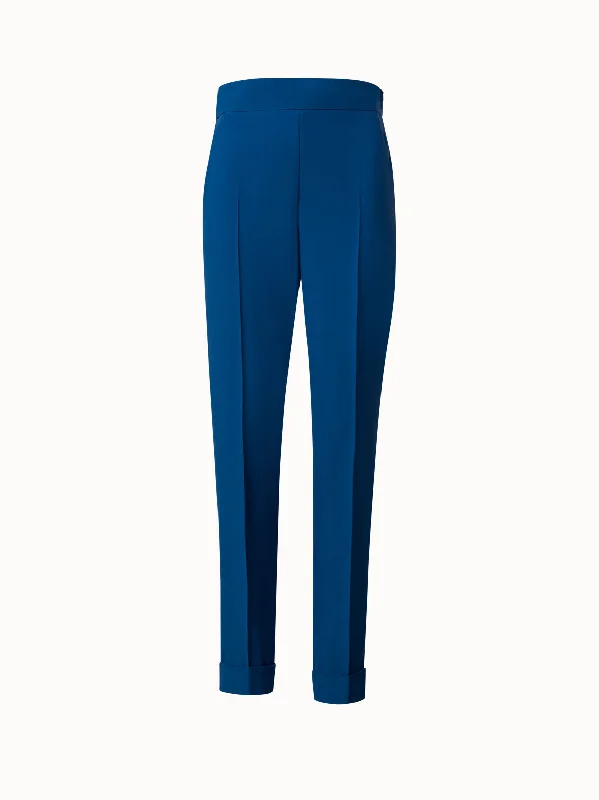 Tapered Crêpe Pants with Elastic Back