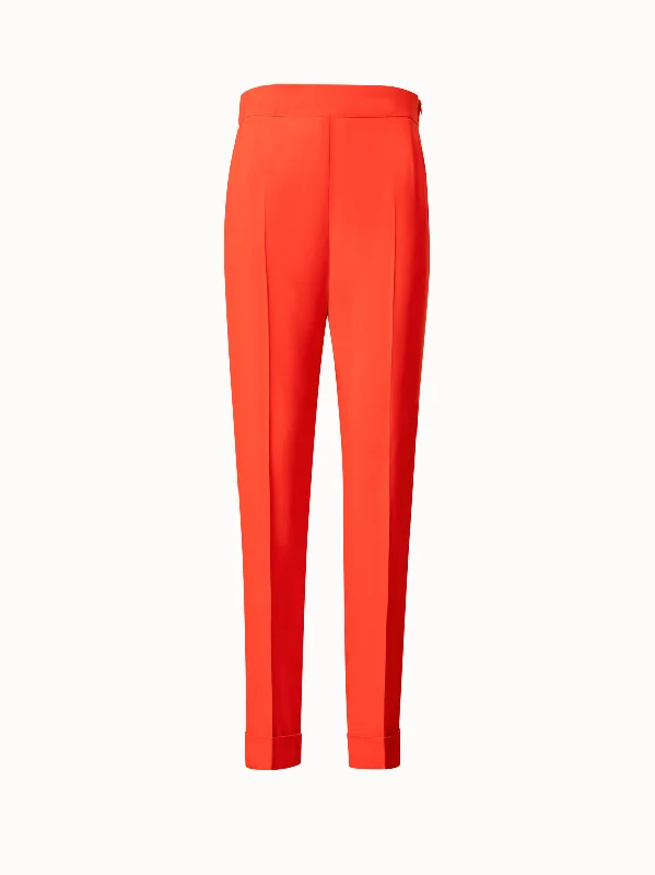 Tapered Crêpe Pants with Elastic Back