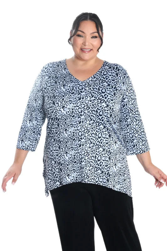 Vikki Vi Jersey Blue Ocelot Shark Bite Tunic