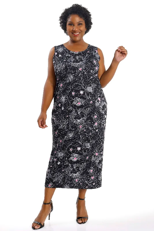 Vikki Vi Jersey Fuchsia Floral Maxi Tank Dress