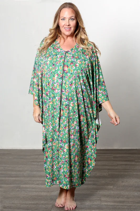 Vikki Vi Jersey Kelly Floral Zip Front Caftan