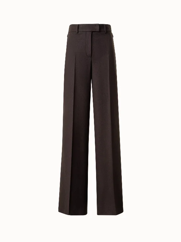 Wide-Leg High-Waist Pants in Cashmere Flannel