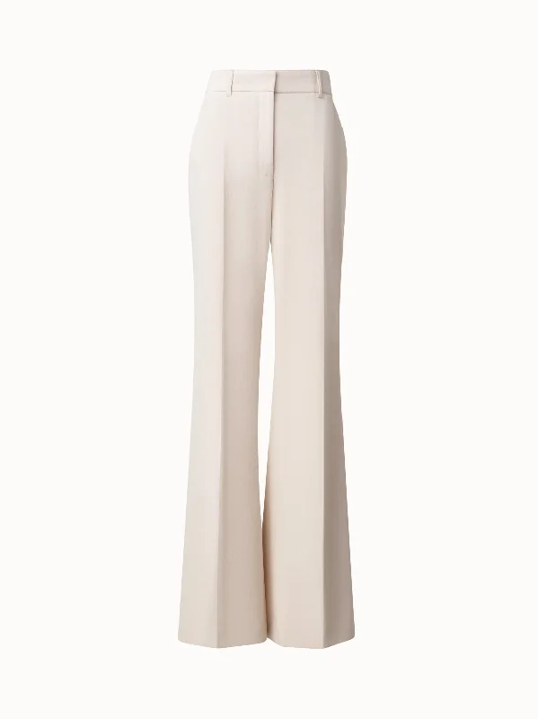 Wide Straight Leg Pants in Cotton Wool Gabardine