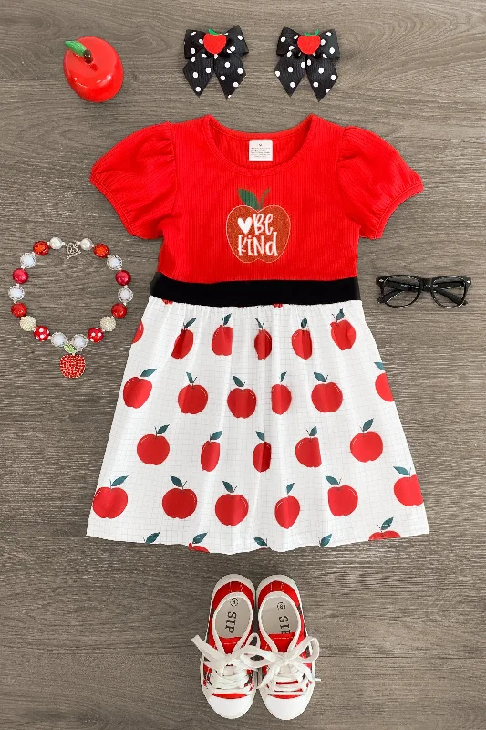 "Be Kind" Red Apple Dress