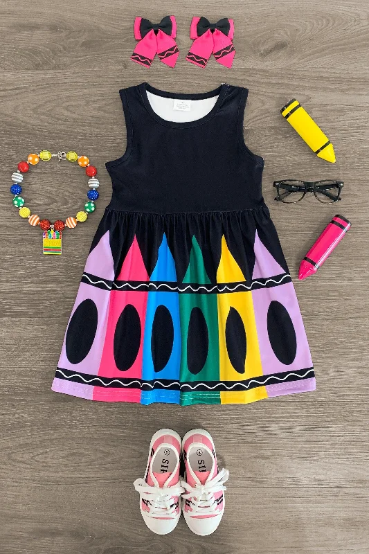 Black Sleeveless Crayon Dress