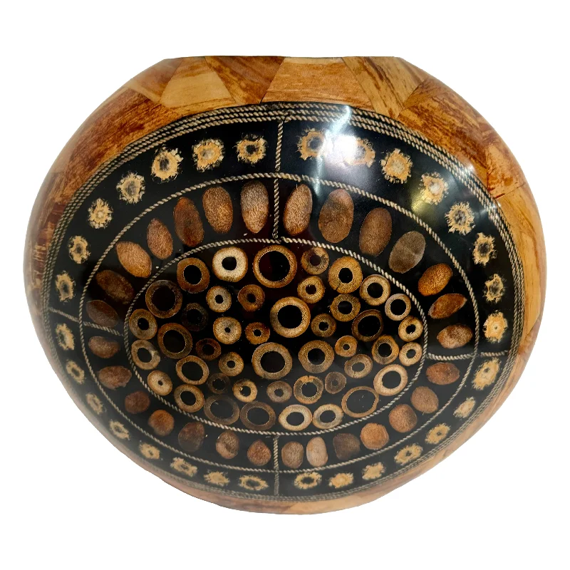 Inlaid Bamboo and Wood Art Vase