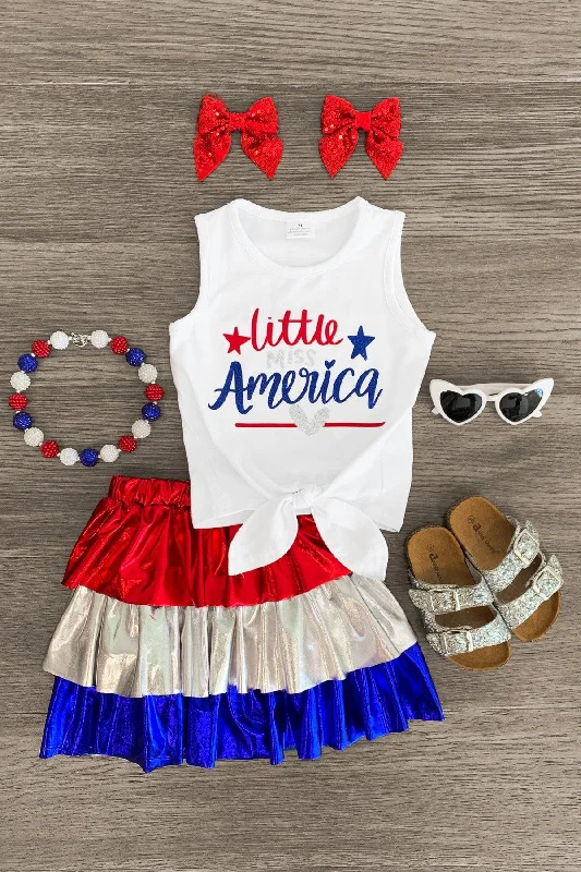 "Little Miss America" Metallic Skirt Set