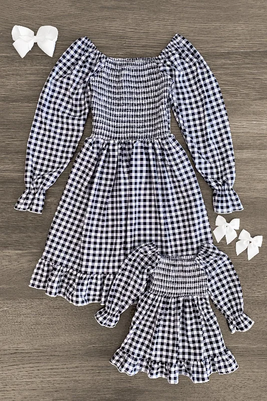 Mom & Me - Black & White Gingham Dress