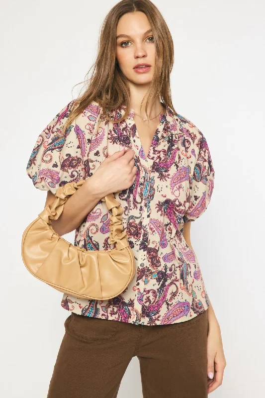 Paisley Perfection Taupe Multicolor Top