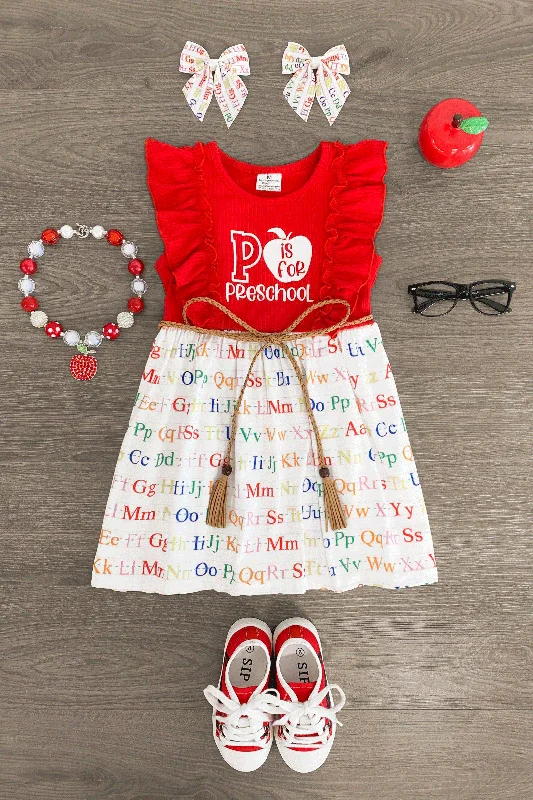 "Preschool - 4th Grade" Rainbow Alphabet Dress