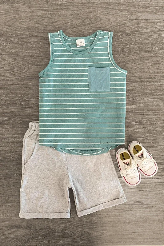 Striped Tank Short Set