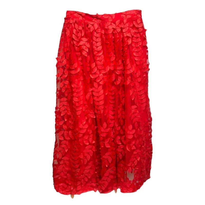 Leaf Embroidered Skirt Maxi By Sunday In Brooklyn In Red, Size: L