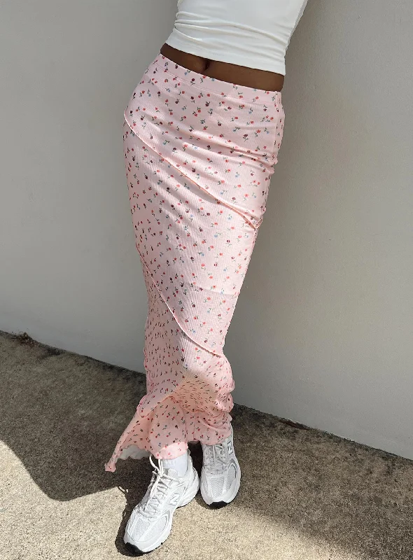 Oscar Maxi Skirt Pink Floral